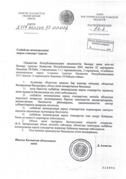 Сыбайлас жемқорлыққа  қарсы стандарт туралы